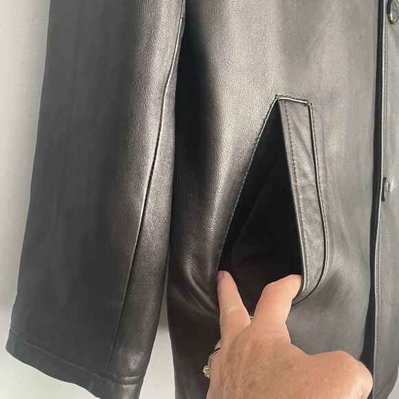 Wilsons Leather Coat Thinsulate Insulated *Zips Out* Black Button Front Size XL - Picture 6 of 16